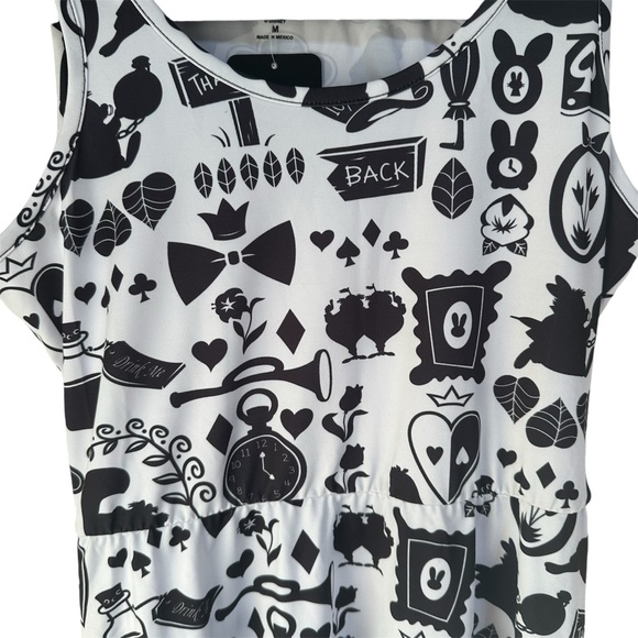 NWT! Disney Alice in Wonderland Icons Mini Dress White & Black | Women’s Medium - Picture 10 of 12
